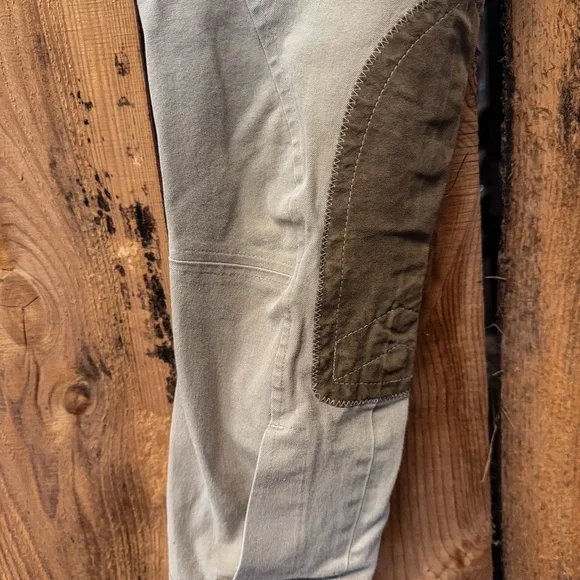 The Tailored Sportsman Beige Riding Breeches with Brown Knee Patches - Picture 5 of 6